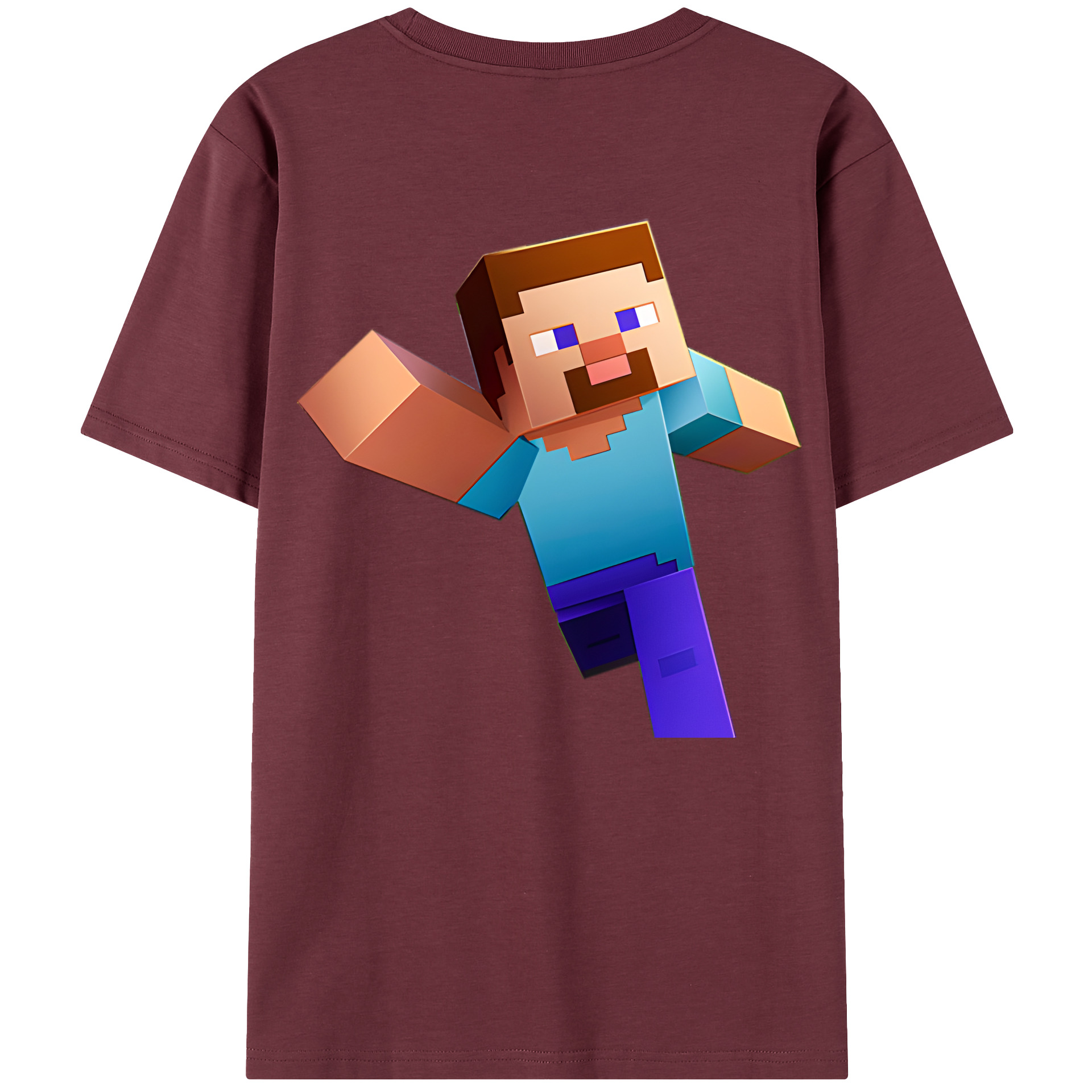 （画像用） マインクラフト ブロックの世界 Minecraft MC Block world 綿100％半袖Tシャツ（背面プリント）